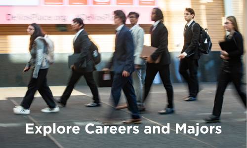 career exploration - people walking at a career fair